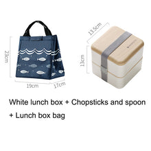 Load image into Gallery viewer, Japanese Double Layer Lunch Box Wooden Lid Microwave Bento Box for Kids Portable Picnic Food Storage Container Dinnerware Set