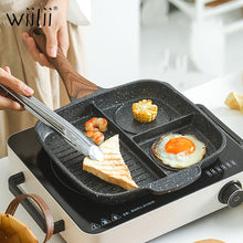 Load image into Gallery viewer, Wiilii 3 Holes Meal Skillet Nonstick Breakfast Frying Pan Aluminum Griddle Divided Pan Induction Cooker Cooking Tools Cookware