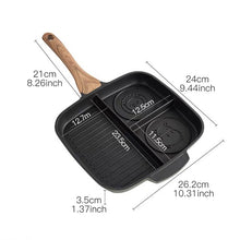 Load image into Gallery viewer, Wiilii 3 Holes Meal Skillet Nonstick Breakfast Frying Pan Aluminum Griddle Divided Pan Induction Cooker Cooking Tools Cookware