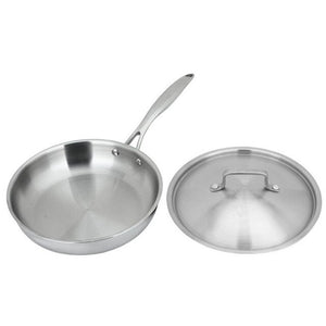 Meltset Stainless Steel Frying Pan Uncoated Non-Stick Skillet Pan With/Witout Lid 24cm/26cm Kitchen Cookware Saucepan