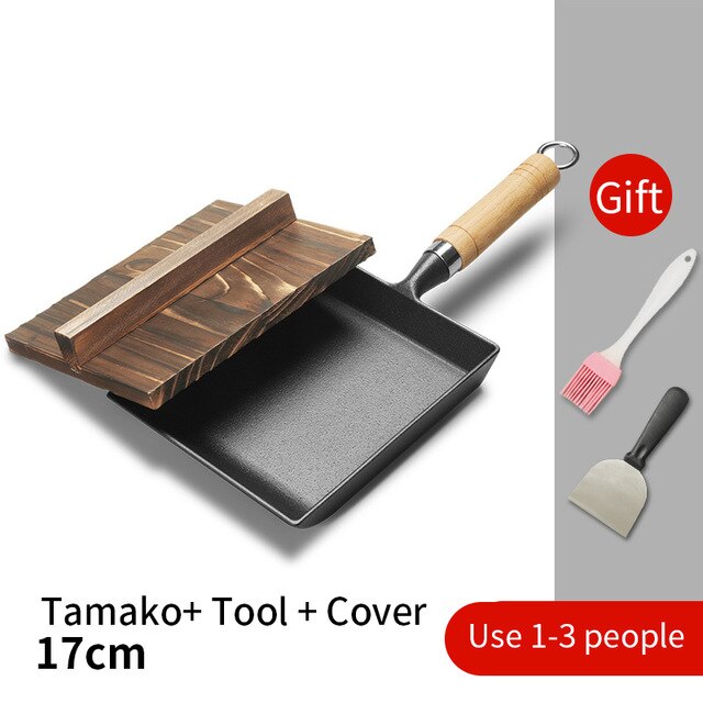 With cover Rectangle Tamagoyaki Omelette Frying Pan Non-stick Aluminum Alloy Breakfast Egg Pancake Sushi Skillets Cooking Pot