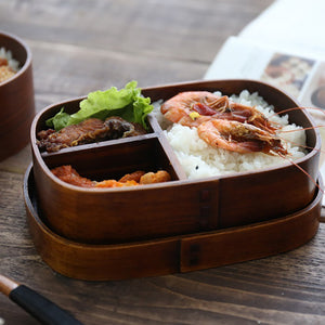 Lunchbox Wood Eco-friendly Bento Box Sushi Box Portable Food Storage Container with Bags Wooden Japanese Natural Brown