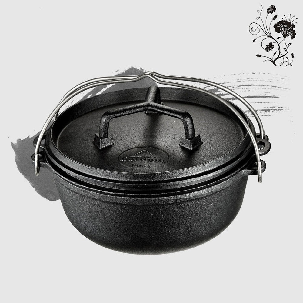 Cast iron Dutch pot with lid  stew pot thickened deepening soup pot surface vegetable oil cast iron soup pot field cooker tool