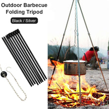 Load image into Gallery viewer, Outdoor Barbecue Folding Tripod Portable Adjustable Picnic Cooking Hang Chain Dutch Oven Tripod Hanging Pot For Camping Hiking
