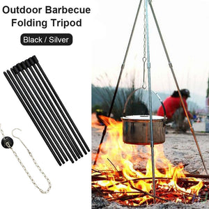 Outdoor Barbecue Folding Tripod Portable Adjustable Picnic Cooking Hang Chain Dutch Oven Tripod Hanging Pot For Camping Hiking