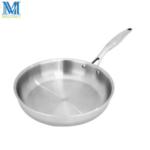 Meltset Stainless Steel Frying Pan Uncoated Non-Stick Skillet Pan With/Witout Lid 24cm/26cm Kitchen Cookware Saucepan